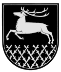 Wappen mit einem springenden Reh auf schwarzem Hintergrund
